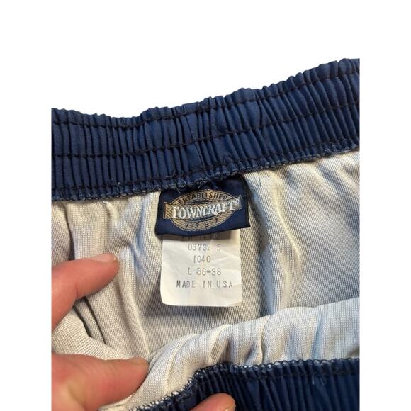 Vintage Vtg Towncraft Swim Shorts Blue w Red Yellow TRIM Bathing Suit Trunks Med - Picture 6 of 7